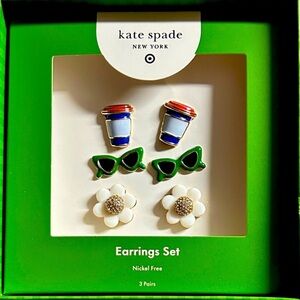 ✨ NIB Kate Spade x Target Limited Edition Novelty Stud Set - 3 Pairs